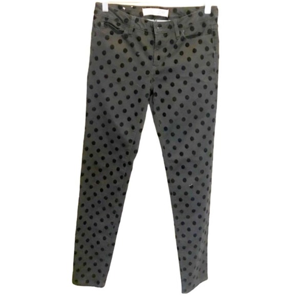 Joe Fresh Pants - Joe Fresh Jeans Black on Black Velvet Polka Dot Low Rise Stretch Zipper Everyday